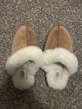 UGG Women's Chestnut Suede Shearling Clog Slippers